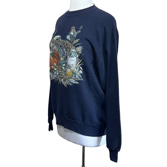 Vintage 90’s Jerzees Impulse Wear Sweatshirt Fall Harvest Pumpkin Large Blue - Picture 4 of 7